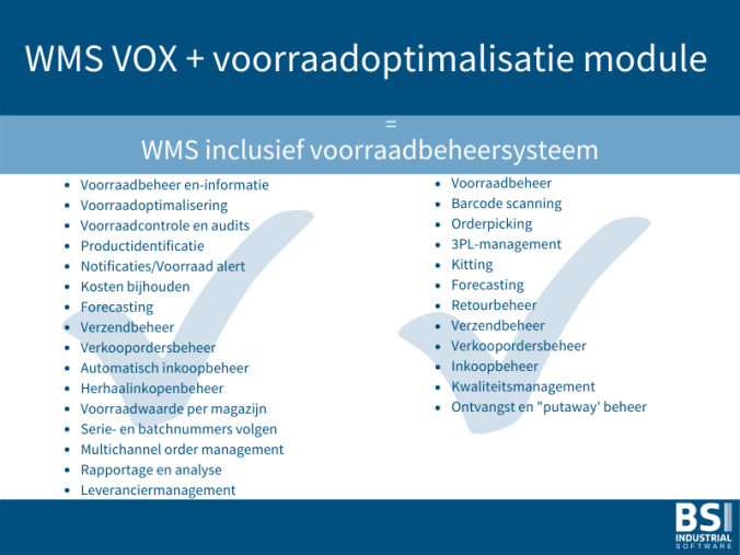 Voorraadbeheersysteem incl WMSVOX BSI
